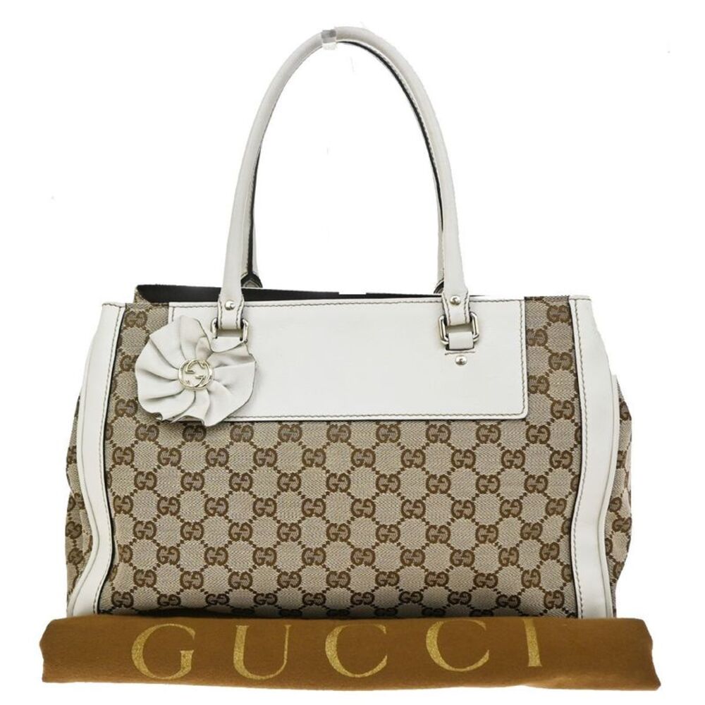 Gucci Trophy Gg Canvas With Leather Brown Canvas Tote Bag Bag